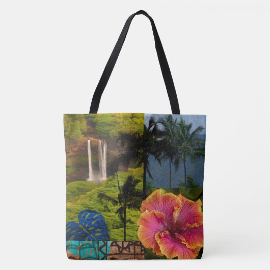 Kauai Hawaiian Collage Reversible Beach Bag Tote Bag (Voorkant)
