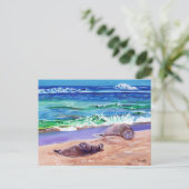 Kauai Hawaiian Monk Seals op Poipu Beach Briefkaar Briefkaart (Staand voorkant)