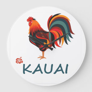 Kauai Hawaiian Rooster Country Clock Grote Klok