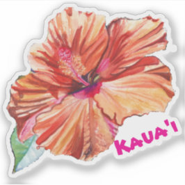 Kauai Hibiscus Waterverf Hawaiiaanse Sticker
