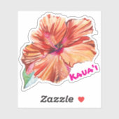 Kauai Hibiscus Waterverf Hawaiiaanse Sticker (Vel)