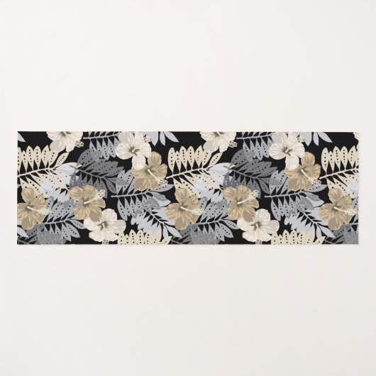 Kauai Jungle Hawaiian Hibiscus and Palms - Neutral Yogamat (Voorkant (horizontaal))