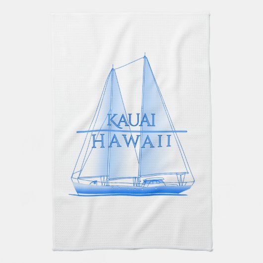 Kauai Kust Zeilboot Zeiler Theedoek (Verticaal)