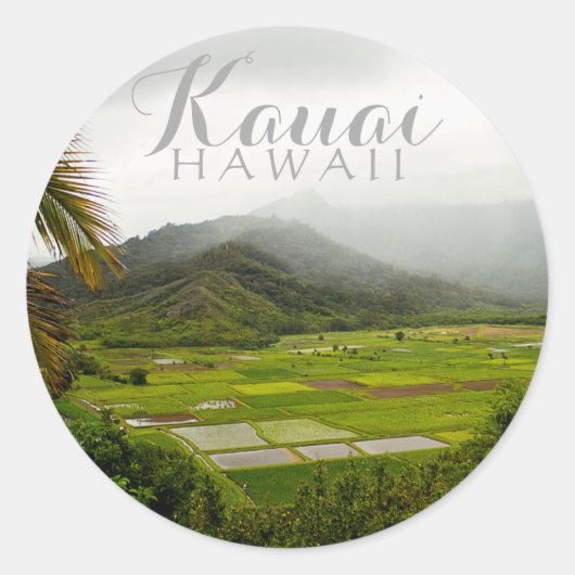 Kauai, Landscape Scene Hawaii Ronde Sticker (Voorkant)