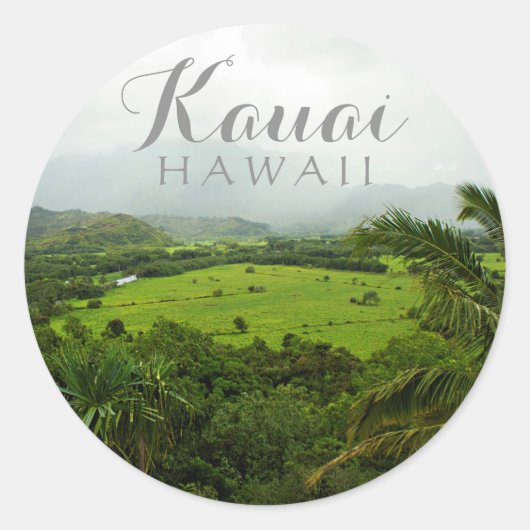 Kauai, Landscape Scene Hawaii Ronde Sticker (Voorkant)
