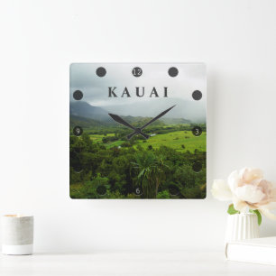 Kauai, Landscape Scene Hawaii Vierkante Klok