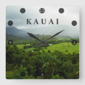 Kauai, Landscape Scene Hawaii Vierkante Klok (Voorkant)