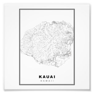 Kauai Map Foto Afdruk