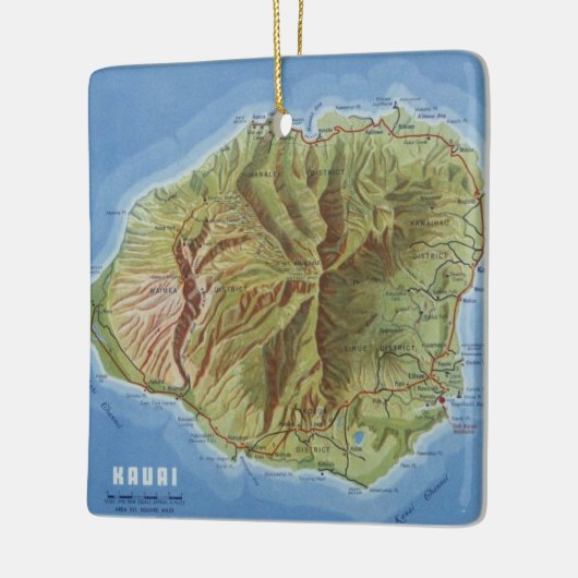 Kauai  Map Keramisch Ornament (Links)