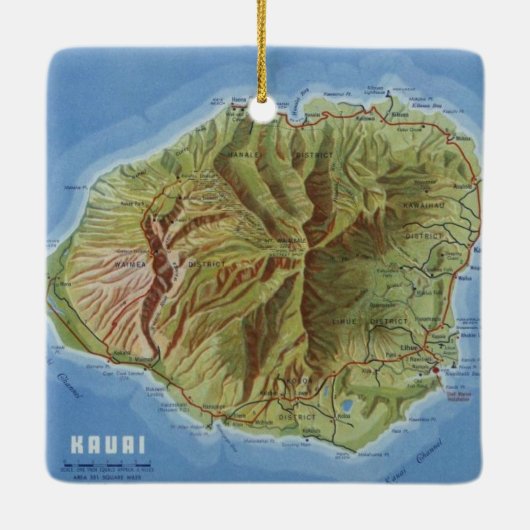 Kauai  Map Keramisch Ornament (Achterkant)