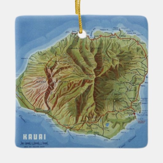 Kauai  Map Keramisch Ornament (Voorkant)