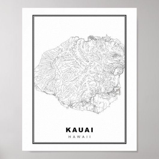Kauai Map Poster (Voorkant)