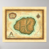 Kauai Map Poster (Voorkant)