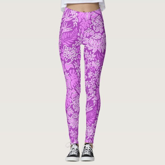 Kauai Morning Hawaiian Protea Floral Leggings (Voorkant)