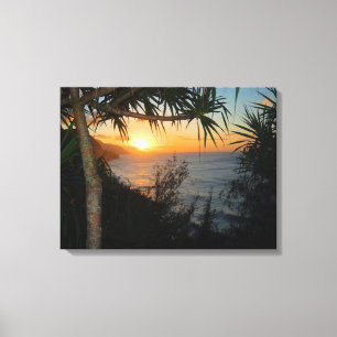 Kauai Na Pali Coast Sunset Canvas Afdruk