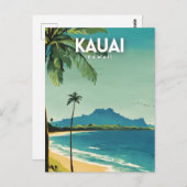Kauai Nostalgic Vintage Travel Art Briefkaart (Voorkant / Achterkant)