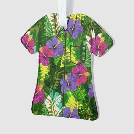 Kauai Oerwoud Hawaiian Hibiscus Aloha Shirt- Multi Ornament (voorkant)