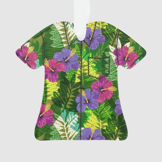 Kauai Oerwoud Hawaiian Hibiscus Aloha Shirt- Multi Ornament (voorkant)