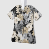 Kauai Oerwoud Hawaiian Hibiscus Aloha Shirt- Zwart Ornament (voorkant)