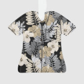 Kauai Oerwoud Hawaiian Hibiscus Aloha Shirt- Zwart Ornament (voorkant)