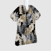 Kauai Oerwoud Hawaiian Hibiscus Aloha Shirt- Zwart Ornament (voorkant)