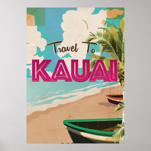 Kauai Oude vakantieposter Poster (Voorkant)