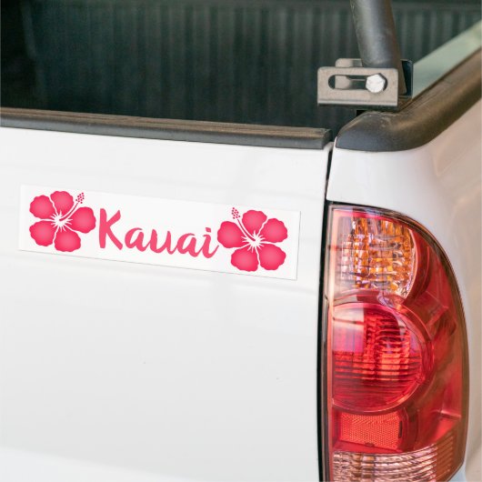 Kauai Pink Hibiscus Bumpersticker (Op Truck)