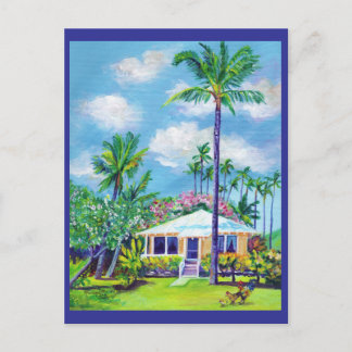 Kauai Plantation Cottage met Haan en Kippen Briefkaart