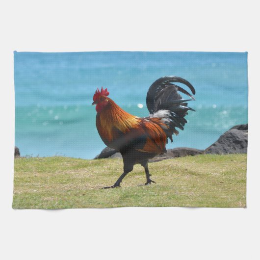 Kauai rooster theedoek (Horizontaal)