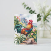 Kauai Rooster watercolor Briefkaart (Staand voorkant)