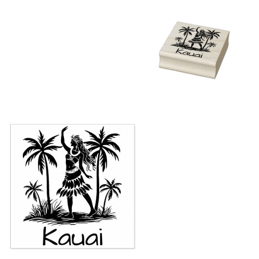 Kauai Rubber Stamp Hawaiian Dancer Palm Trees Rubberstempel (Gestempeld)