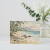 Kauai strand romantische schilderij briefkaart (Staand voorkant)