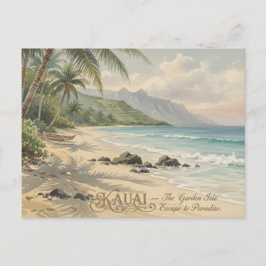 Kauai strand romantische schilderij briefkaart (Voorkant)