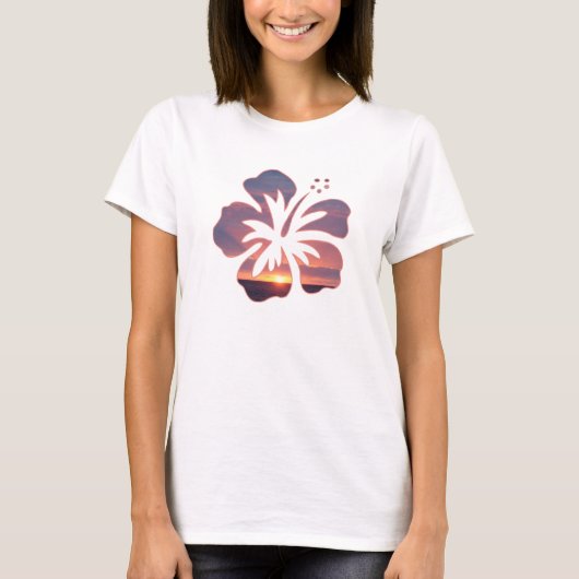 Kauai Sunset in een Hibiscus Flower T-shirt (Voorkant)