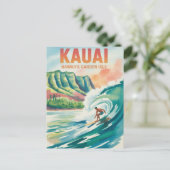 Kauai surfen aquarel briefkaart (Staand voorkant)