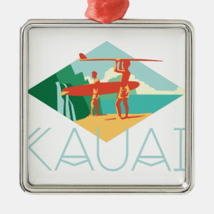 Kauai Surfers Metalen Ornament