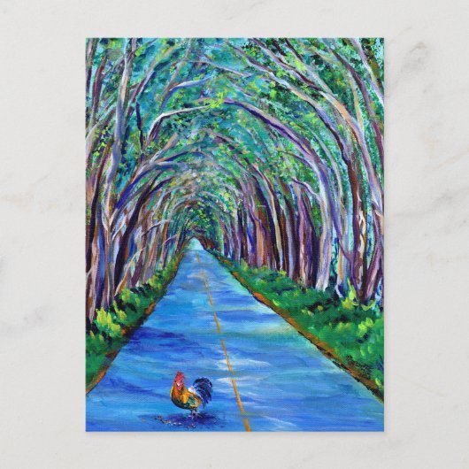 Kauai Tree Tunnel met Rooster Briefkaart (Voorkant)