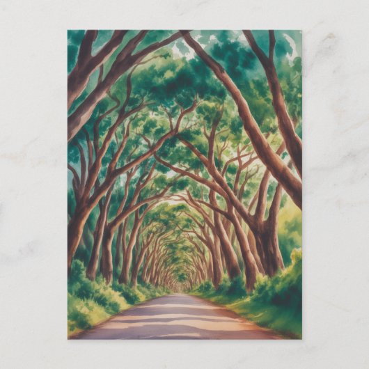 Kauai Tree Tunnel watercolor Briefkaart (Voorkant)