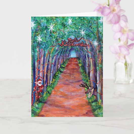 Kauai Tree Tunnel with Santa Mele Kalikimaka Card Kaart (Orchidee)