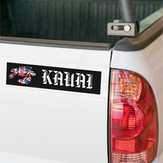 KAUAI - Tribal Honu HIFlag Bumpersticker (Op Truck)