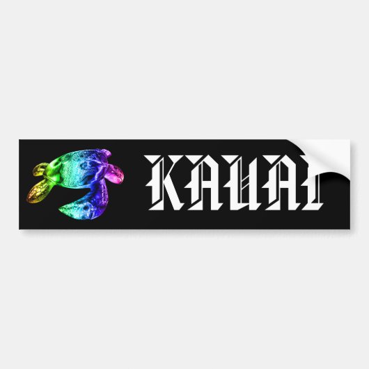 KAUAI - Tribal Honu Rainbow Bumpersticker (Voorkant)