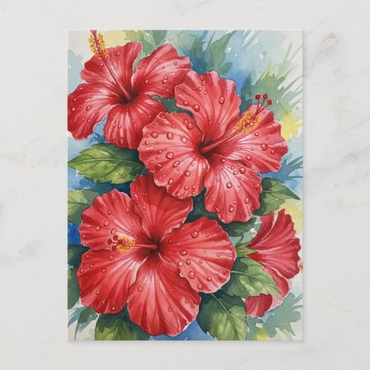 Kauai Tropical Flowers watercolor Briefkaart (Voorkant)