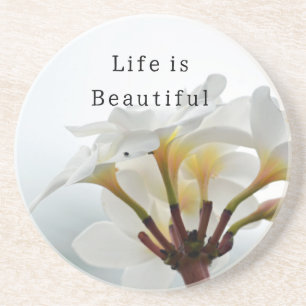 Kauai Tropische Witte Plumeria  (foto genomen door Zandsteen Onderzetter
