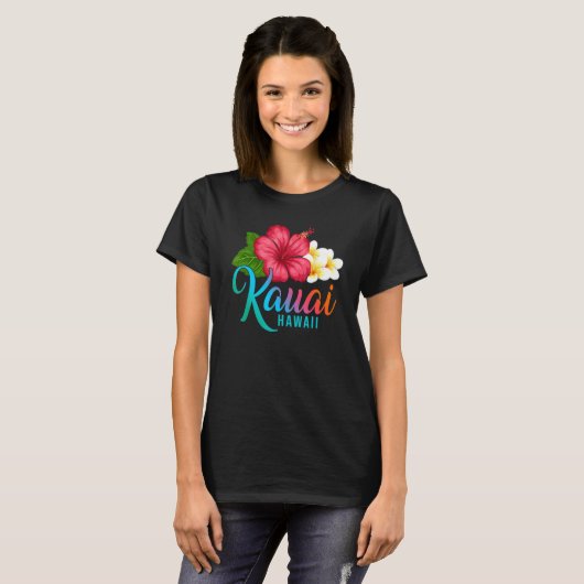 Kauai Vacatie met Hawaiian Tropische Hibiscus Flo T-shirt (Voorkant volledig)