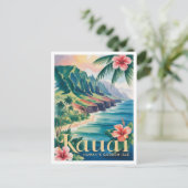 Kauai vintage waterverf briefkaart (Staand voorkant)