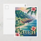 Kauai vintage waterverf briefkaart (Voorkant / Achterkant)