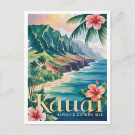 Kauai vintage waterverf briefkaart