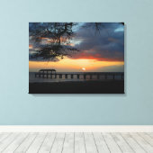 Kauai Waimea Pier Sunset Canvas Afdruk (Insitu (Houten vloer))