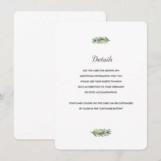 Kauai Wedding Insert Informatiekaartje (Voorkant / Achterkant)