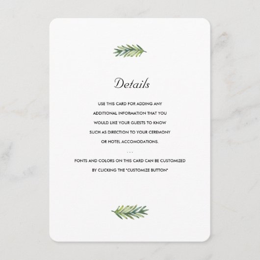 Kauai Wedding Insert Informatiekaartje (Voorkant)